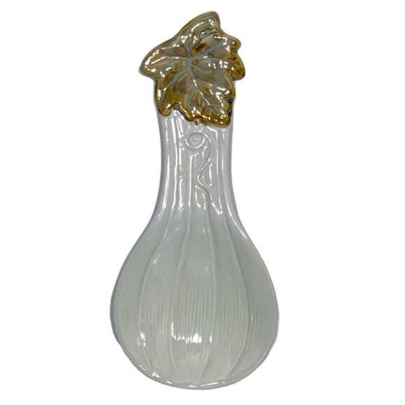 Spoon rest Pumpkin Autumn Harvest Hand Painted Artisan Functional Art White - Picture 1 of 13